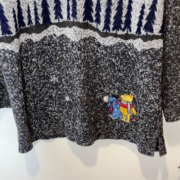 Vintage Disney Winnie the Pooh Winter Women Large Gray Sweater - Picture 4 of 9